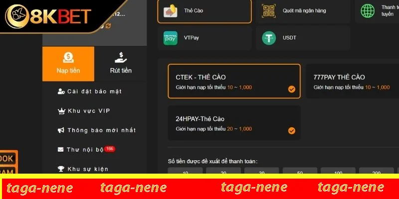 Truy cập trang web chuẩn bị nạp tiền 8KBET Truy cập trang web chuẩn bị nạp tiền 8KBET