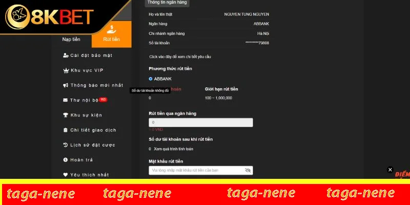 Xác nhận giao dịch rút tiền 8KBET Xác nhận giao dịch rút tiền 8KBET